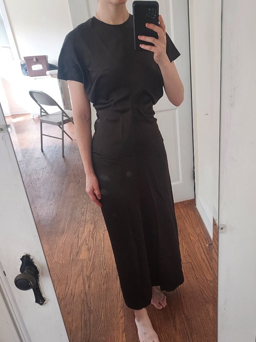 Toteme Brown Slouch Waist Satin Maxi Dress